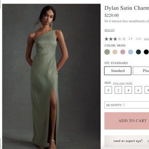 BHLDN Dylan Satin Maxi Dress (Moss)